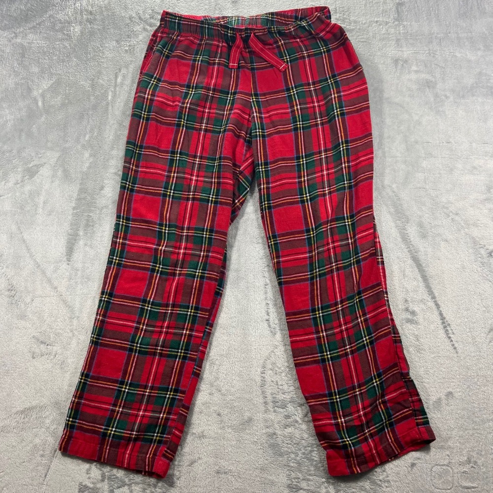 Old Navy Flannel Pajama Pant Medium Heartthrob Red Plaid Fair Pocket Tear Cotton